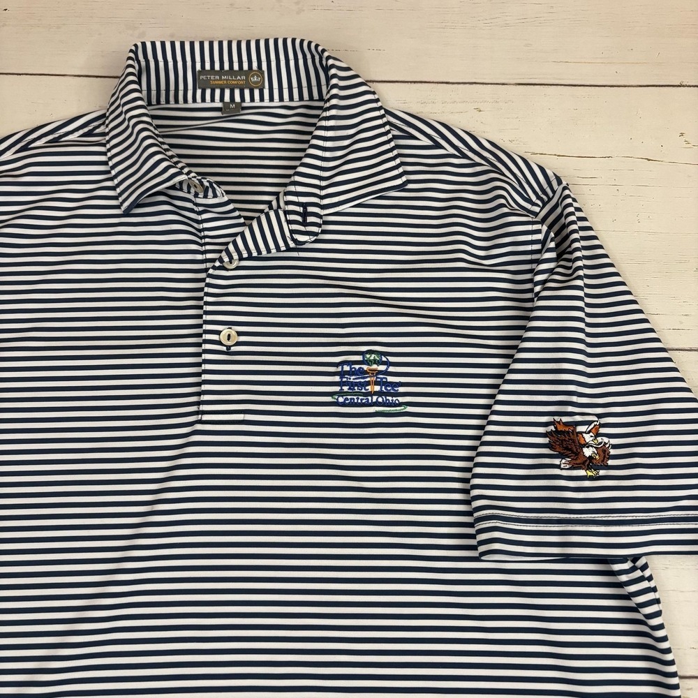 Peter Millar Summer Comfort Polo Shirt Mens Medium Double Eagle Golf Logo